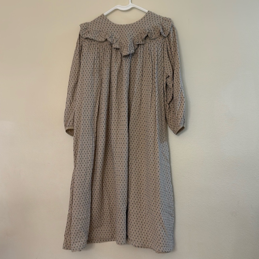 Tambere beige maxi length polka dot dress Oversized Loose Fit size 10- 12